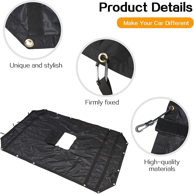 Hoolcar Hammock Adjustable Hammock Multipurpose Sun Shade and Cargo Cover Integrated with Storage Bag Compatible with Jeep Wrangler JKU 2007-2017, 2-Door, for Camping or Over Landing