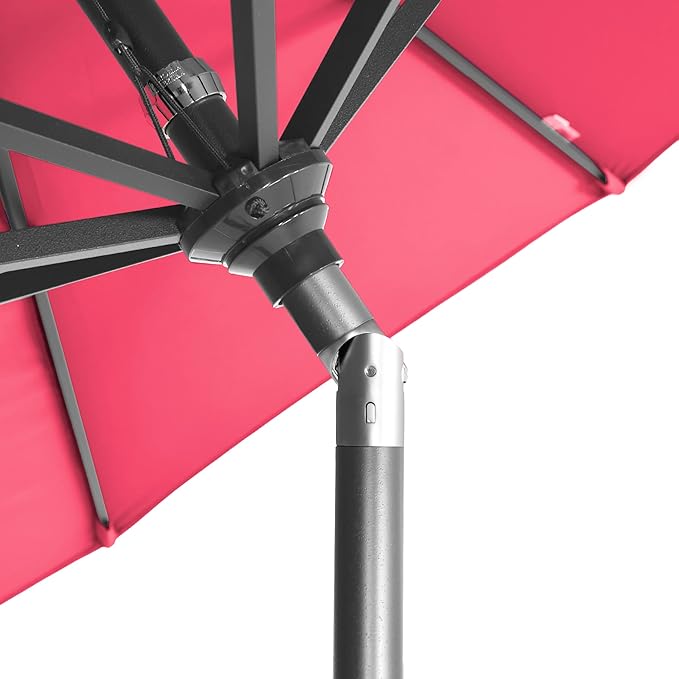 California Umbrella 12-Year-Non-Fading, 9Ft Premium Sunbrella Patio Umbrella, Hand-Crank, Button-Tilt, Gray Frame, Hot Pink Fabric
