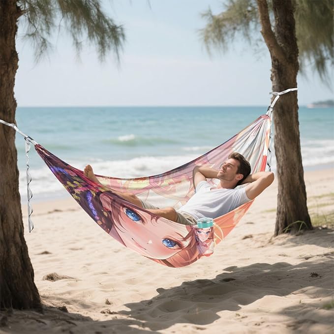 Japanese Girl Anime Beauty Outdoor Hammock Foldable Cloth Hammock for Outside Patio Garden