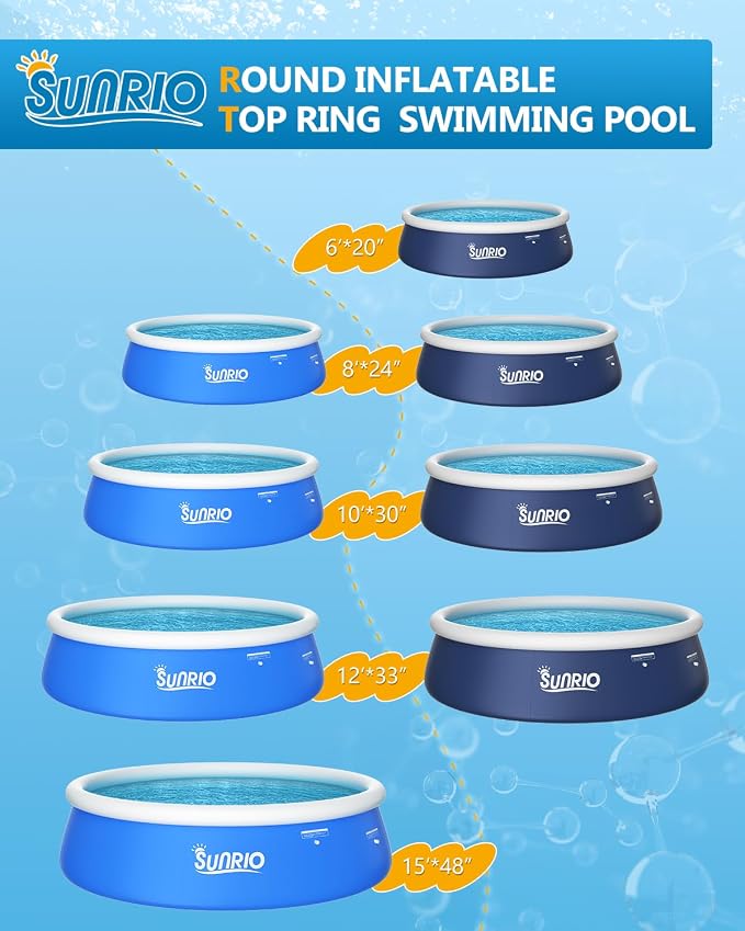 2025 Upgrade 10'*30" Round Inflatable Above Ground Swimming Pool Fast Easy to Set Up Blow Up Pool for Summer Outdoor Garden Backyard Childen Adults Dark Blue