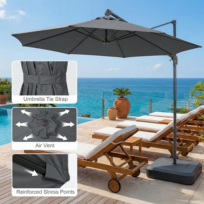 COWVIE Umbrella Canopy Replacement for 8 Ribs Patio Umbrella, Outdoor Table Parasol Replacement for Yard, Canopy Only