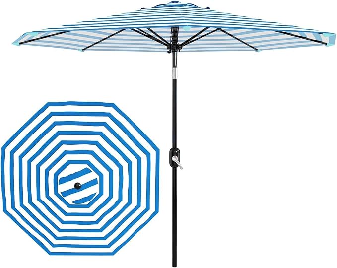 Garvee 9FT Patio Umbrella - Outdoor Table Umbrella with Smooth Crank Lift, Push Button Tilt and 8 Sturdy Ribs - Market Umbrella UV Protection Waterproof for Pool, Deck, Yard, Garden