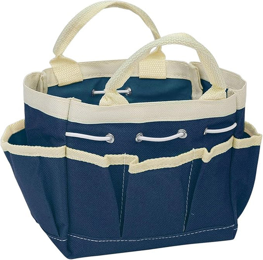 HARFINGTON Garden Tool Bag 5.9" x 3.94" x 5.9" Large Oxford Waterproof with Pockets Garden Tote Bag Gardening Plant Tool Organizer Storage Carrier Store for Outdoor Women Men, Dark Blue
