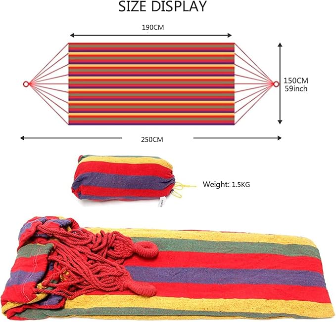 Hammock Garden Camping Swing Portable 2 Person Outdoor 190 X 150 cm Beach Travel Sleeping Canvas 150Kg Load Capacity,Orange
