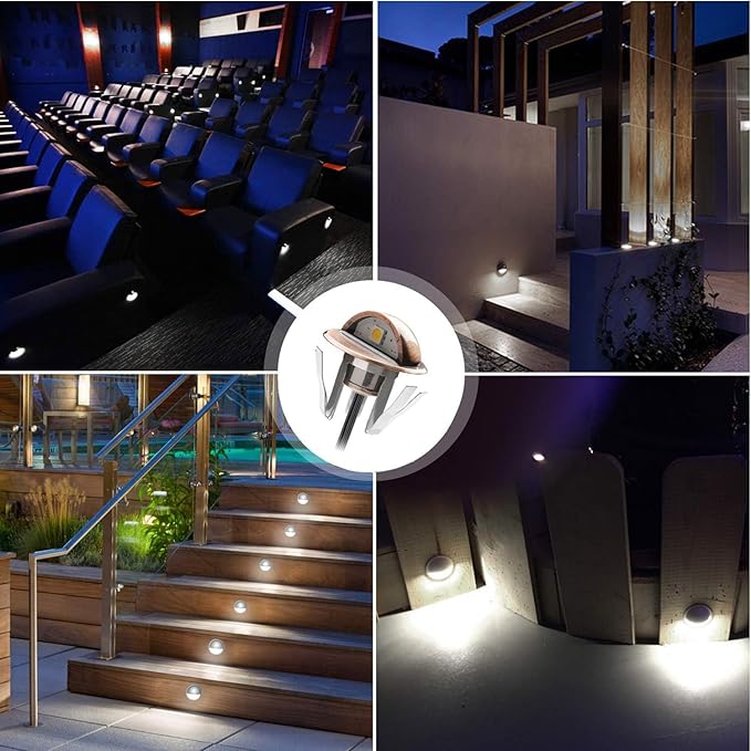 LED Stair Light Low Voltage Waterproof IP65 Outdoor 1-2/5" Recessed Wood LED Deck Lighting Yard Garden Patio Step Landscape Pathway Decor Lamp(1pcs,Cool White)