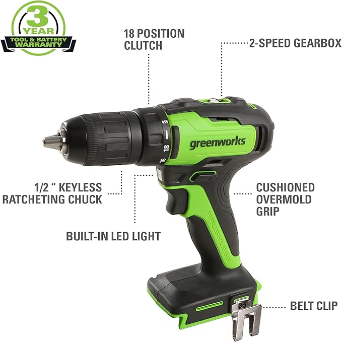 Greenworks 48V 17" Brushless Cordless Lawn Mower + 24V Drill/Driver, (2 x 24V) & 0.065" Dual Line Replacement String Trimmer Line Spool, 3 Count (Pack of 1)