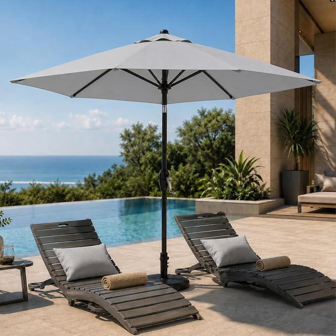 7.5ft Patio Umbrella, Outdoor Table Market Umbrella with Smooth Crank Lift, 6 Windproof Fiberglass Ribs, UPF50+ UV Protection for Deck, Pool, Garden and Backyard