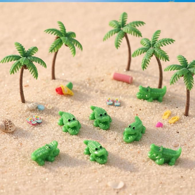 Geelin 100 Pcs Mini Crocodiles Figurines Mini Resin Crocodiles Figurines Small Alligator Figure Resin Tiny Animals for Dollhouse Landscape Aquarium Garden Desktop