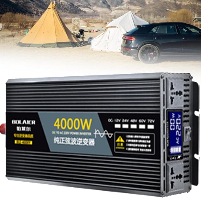 Pure Sine Wave Inverter 2500W 4000W 5000W 6000W 8000W 10000W 12000W Car Power Inverter DC 12V 24V 48V 60V 72V to 110V 120V 220V 230V 240V AC Voltage Converter Transformer Vehicle Adapter(4000W,60Vto11