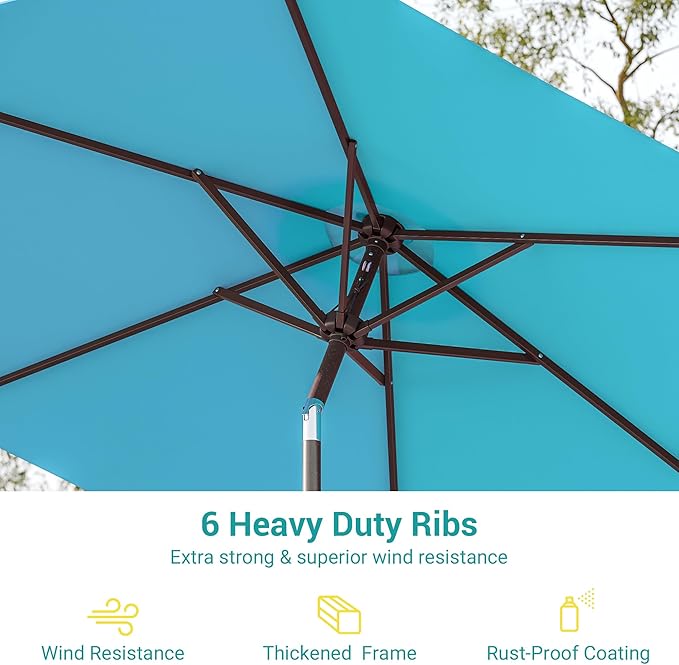 7.5ft Outdoor Umbrella Patio Umbrella,2-Year-Non-Fading,Table Market Patio Umbrella with Push Button Tilt and Crank,for Pool, Deck, Garden,Backyard