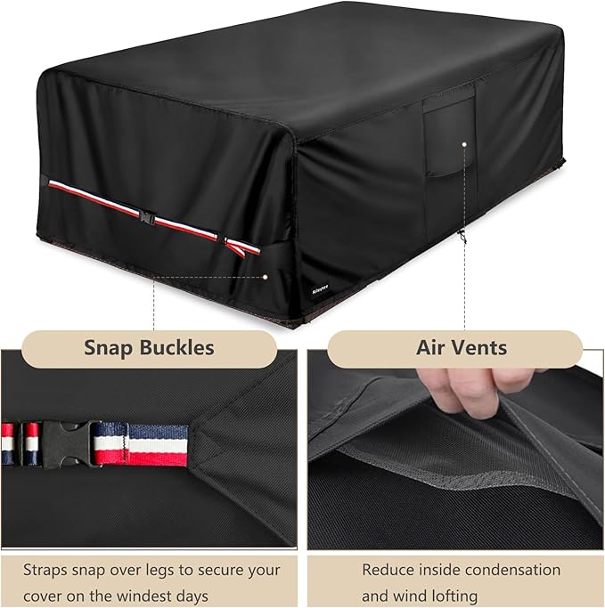 Rectangular Patio Furniture Covers,Upgraded 600D Heavy Duty Outdoor Furniture Covers Waterproof,Outdoor Sectional Dining Table and Chairs General Purpose Furniture Set Cover,88"L × 62"W × 28"H,Black