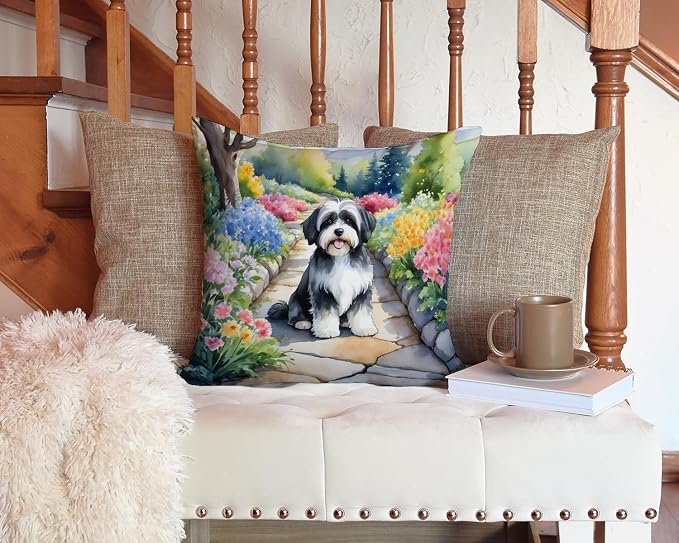 Caroline's Treasures Havanese Spring Path Throw Pillow Machine Washable, Indoor Outdoor Decorative Pillow for Couch, Bed or Patio, 14Hx14W