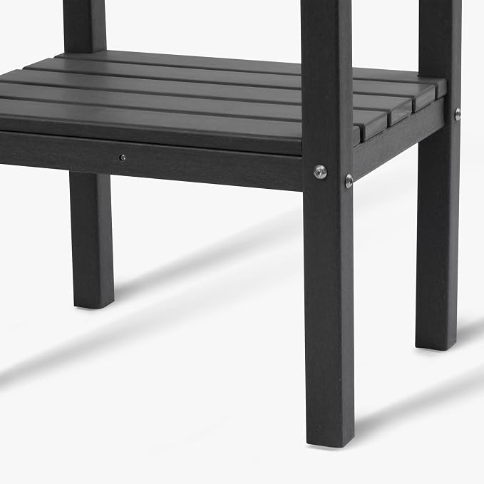 WestinTrends Malibu 36" Outdoor Adirondack HDPE 2-Tier Patio Side Table, Black