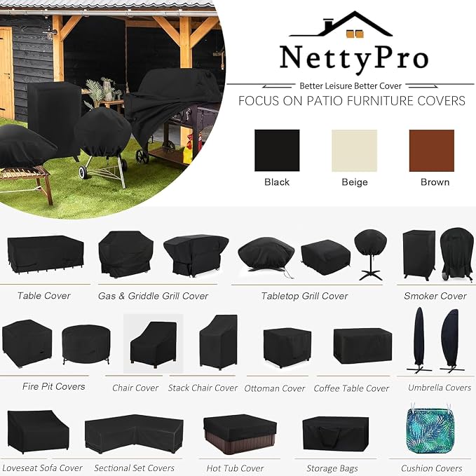 NettyPro Deck Box Cover Outdoor Waterproof Storage Bench Cover for Rectangular Deck Box, 46 x 16 x 22 inch, Black
