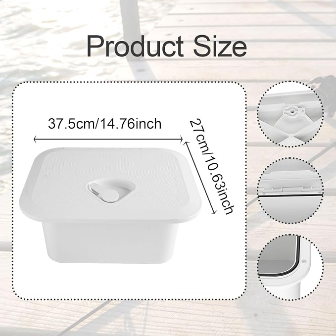 Marine Deck Storage Box Organizer Lockable Boat Accessory for Yacht White Embedded Boat Hatch Cover Fishing Tackle Box