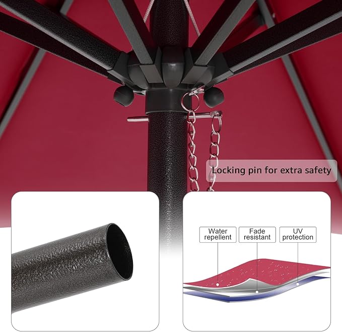 COBANA 6.6 x 9.8ft Rectangular Patio Umbrella, Outdoor Table Market Umbrella with Push Button Tilt/Crank,Patio Umbrella Rectangular for Backyard, Garden