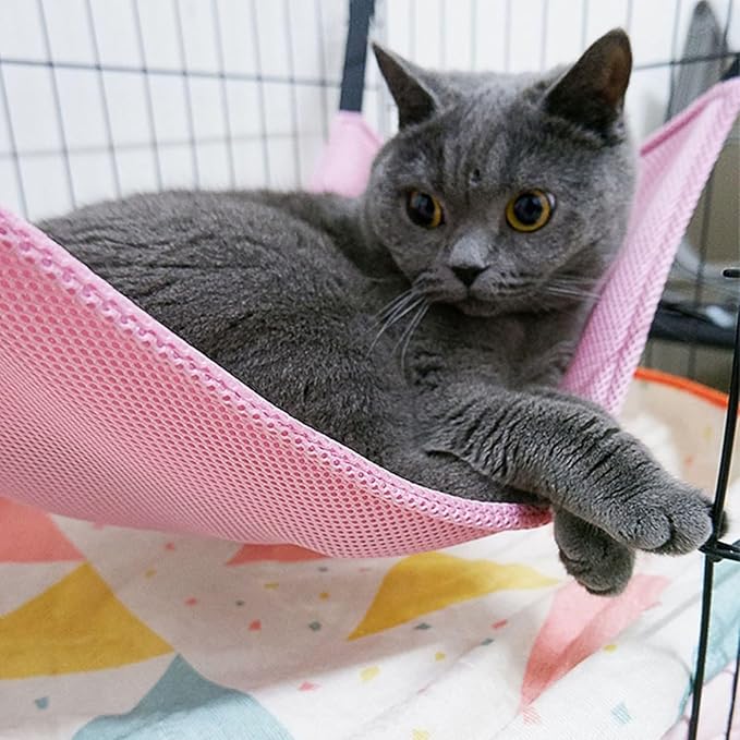 Agatige Cat Hanging Hammock, Breathable Mesh Pet Hammock Bed Soft Pet Swing with Hooks for Cats Ferret Puppy Rabbits Small Animals Summer Rest (57×47cm)