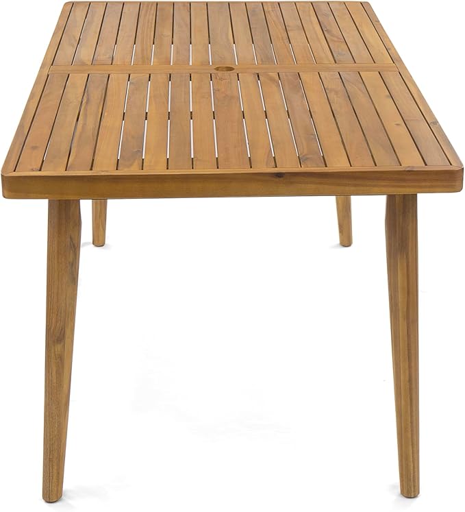 Merax 7 Piece Outdoor Patio Dining Set for 6, Patio Furniture Set with 6 Teak Finished Aluminum Dining Chair with Light Gray Cushions & Acacia Wood Table, Patio Conversation Set for Desk Garden