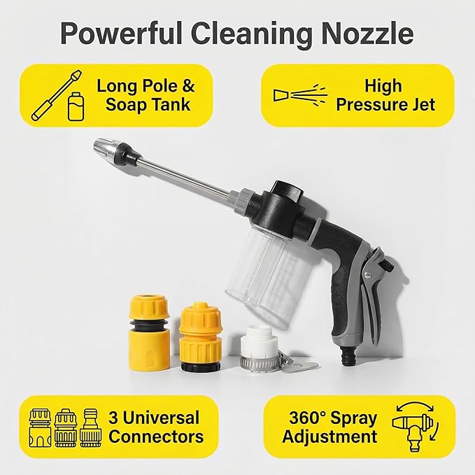 Pressure Washer - 15x More Powerful Than Hoses, Upgraded High Power Electric Cleaner, with 360° Rotating for Effortless Dirt & Stain Removal Three Spray Modes (Style B)