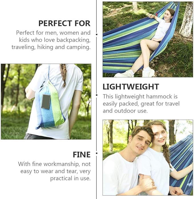 BESPORTBLE Double Canvas Hammock Swing for Two Adults, Widened Thickened Outdoor Travel Hammock with Portable Design, Suitable for Camping, Beach, Backyard Use