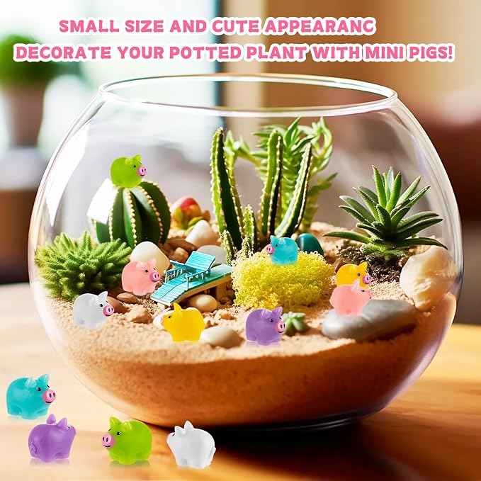 126PCS Mini Resin Pigs Figures Miniature, Colorful Tiny Pig for Cake Topper | Cute Pigs Figures Miniature, Tiny Pig Charms for Cake Topper, Garden Landscape Dollhouse Hide Game Room Decor DIY Craft