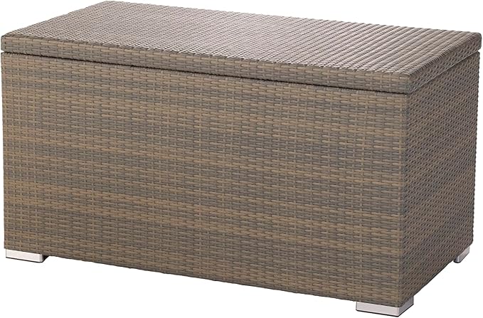 Alfresco Home 353-1816 Sicuro Medium Wicker Cushion Storage w/Hydraulic lid Deck Box, Taupe