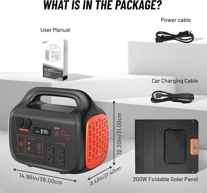 STARY LINE 1800W Solar Generator Kit (2700W Surge), 1024Wh Portable Power Station with 200W Solar Panel, LiFePO4 Battery for RV Life, Van Living, High-Power Appliances Backup,