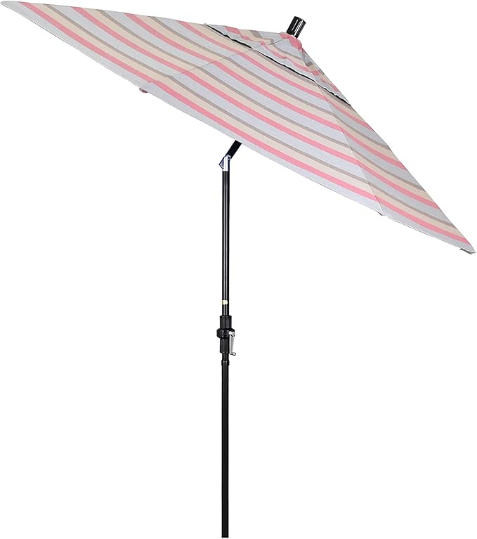 California Umbrella 9' Round Crank Lift, Collar Tilt, Aluminum Pole, Fiberglass Rib Patio Umbrella,