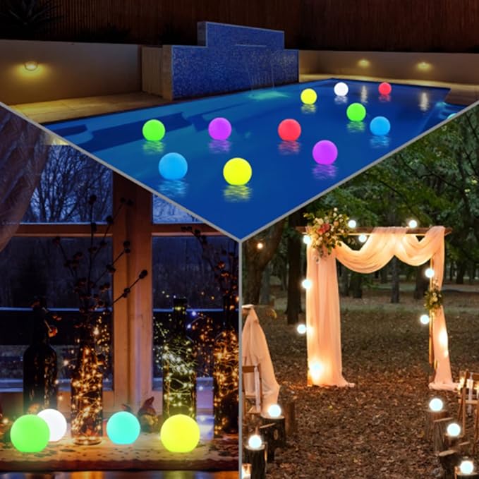 Borelor Floating Pool Lights,3-Inch USB Rechargeable & Remote Control Globe Lamp IP68 Waterproof 16 Color Change Hot Tub Bath Lights, Party Holiday Outdoor Christmas Decorations(1 Pack)