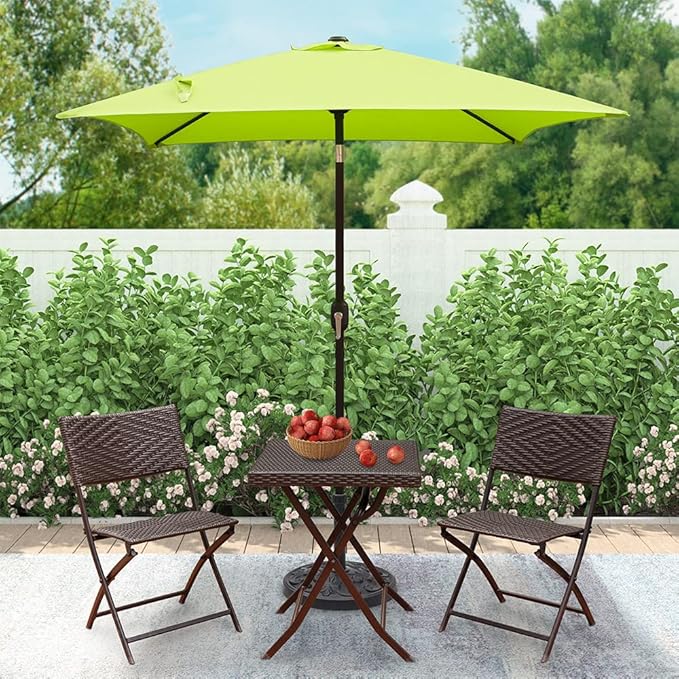 ABBLE Outdoor Patio Umbrella 6.5 Ft Square with Tilt and Crank, Weather Resistant, UV Protective Umbrella, Durable, 6 Sturdy Steel Ribs, Market Outdoor Table Umbrella, Lime Green