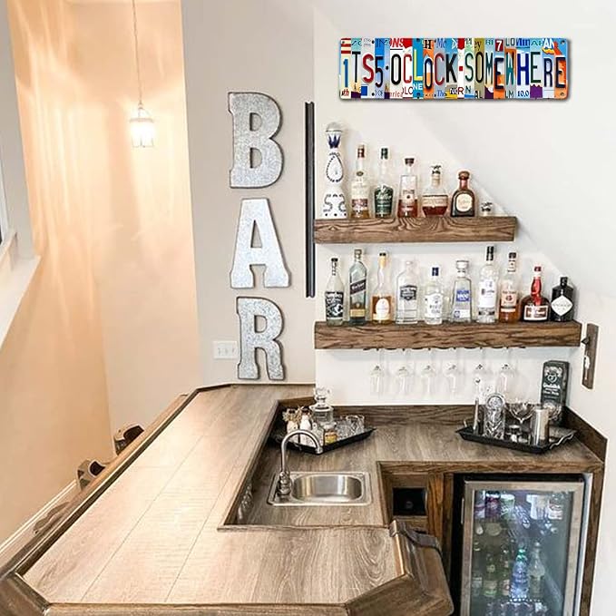 Bar Signs For Home Bar Decor Its 5 O'Clock Somewhere Funny Metal Tin Sign Outdoor Bar Accessories Vintage Surfboard Street Signs For Bedroom Wall Garage Decor It'S Five O'Clock Now Sign 4x16 Inch