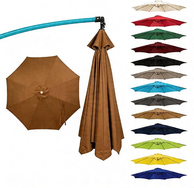 11FT Cantilever Patio Umbrella Replacement Canopy Outdoor Large Round 8 Ribs Length 64" to 66" (Canopy Only) Waterproof & UV