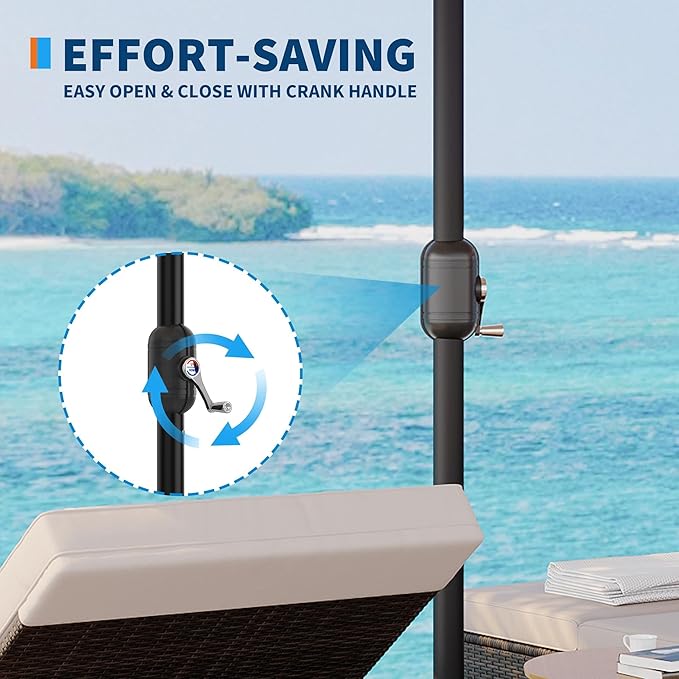 GarveeTech 15FT Double-Sided Rectangular Patio Umbrella with Base – Large Outdoor Market Umbrella for Poolside, Lawn & Backyard, Oversized Shade for 4-6 Person Tables