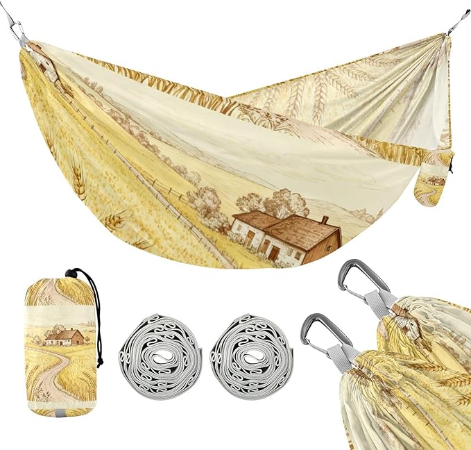 Harvest Field Scene Hammocks for Camping with Portabl Carry Bag Hanging Hammock Outside Beach Patio Garden