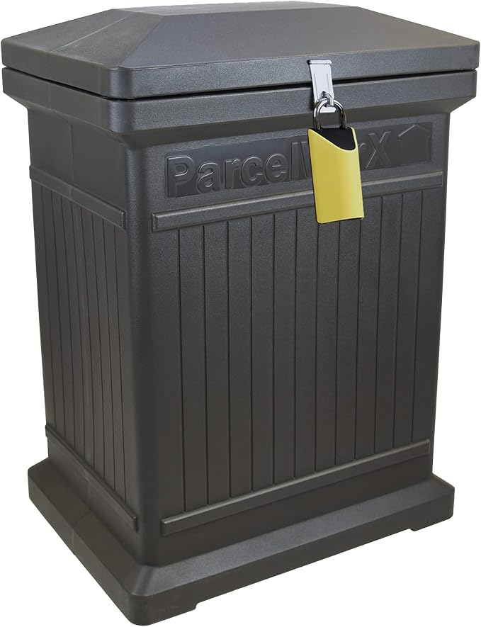 RTS Home Accents Parcelwirx Premium Vertical Storage Cabinet/Lockable Package Delivery Box with Hinged Lid and Smart Lock, Graphite