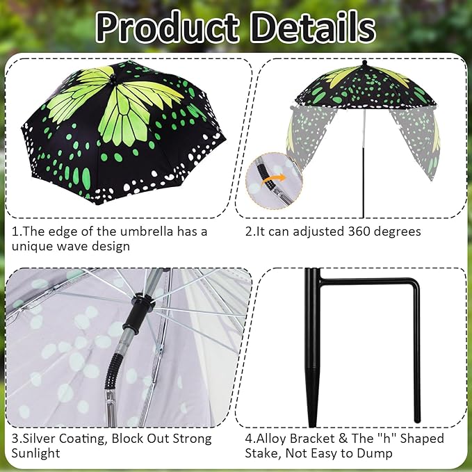 Plant Umbrellas for Outdoor Plants, Large Garden Plant Umbrella Shade Upgraded Adjustable Angle Height for Potted Plants Garden Beds
