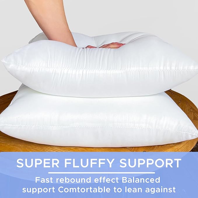 4 Pack 22x22 inch Large Outdoor Square Pillow Inserts - Waterproof Cushion Stuffers for Oversized Sofas, Sectionals, Patio Furniture & Couch - Premium Replacement Cushion Pads (White)