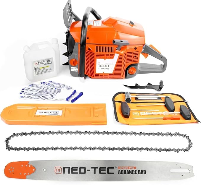 NEO-TEC NH8120 Chainsaw Gas 120cc Gas Powered Chainsaw with 24 Inch Bar, 8.4hp 6.2kw Big Large 2-cycle Motosierra De Gasolina for Extreme Logging Cutting, All Parts Fit for Husqvarna 3120 Xp
