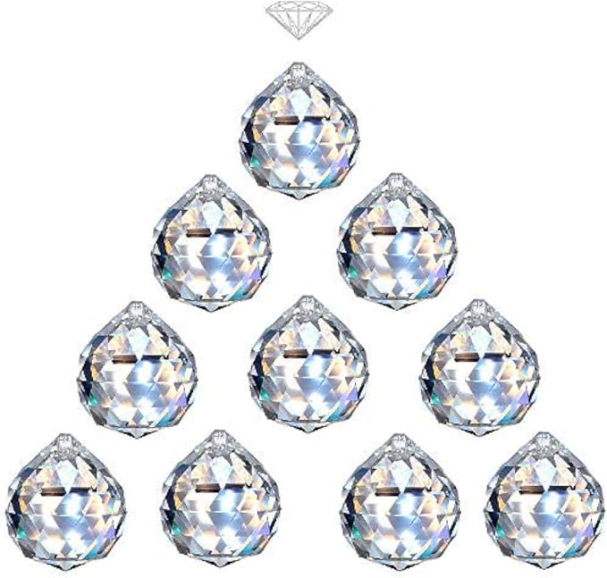 MerryNine 40mm Clear Crystal Ball Prism Sunshine Catcher Rainbow Pendants Maker, Hanging Crystals Prisms for Windows, for Feng Shui, for Gift(40mm/1.57" 10pack)