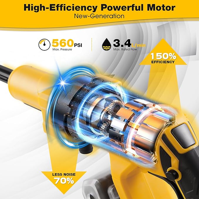 20V Cordless Pressure Washer Max 560 PSI High Pressure Power Washer Portable Handheld Cleaner with 2pcs Rechargeable 1.5Ah Battery, 6 in 1 Nozzles for Car Bike Garden Patio Fence & Home Cleaning