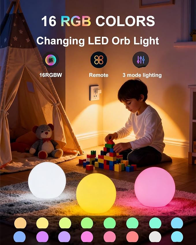 shumi LED Globe Lights Outdoor 16 RGB Colors 4 Modes with Remote Control for Yard Garden Pool 6 inch