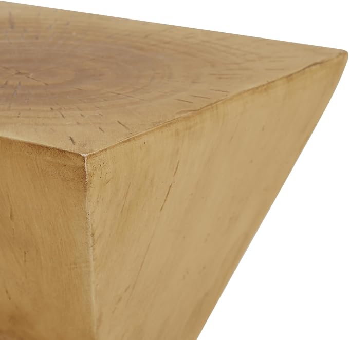 Christopher Knight Home Novi Outdoor Side Table, Geometric-Shaped Accent Side End Table, Garden Stool for Patio Balcony Beach Pool, Lightweight Concrete, Wood-Like Texture, Light Natural