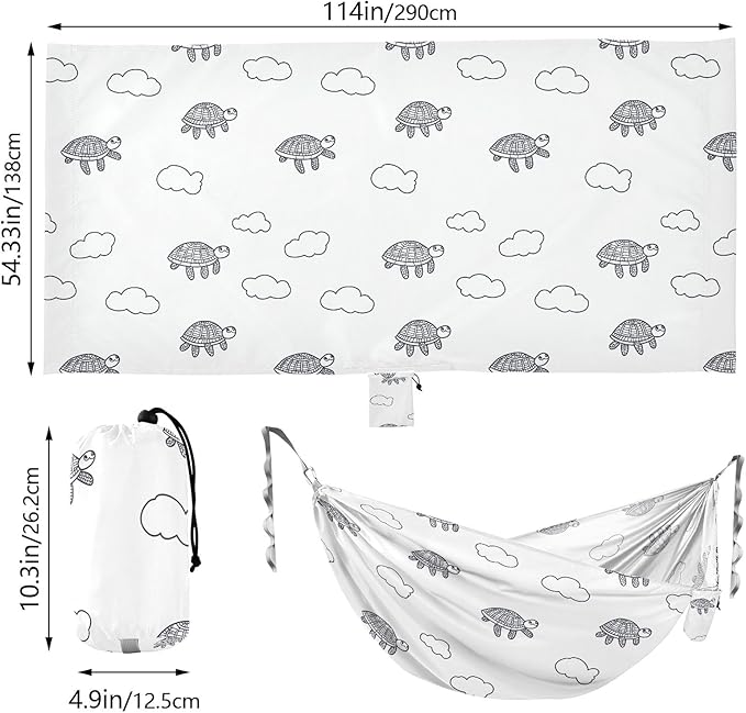 Camping Hammock Outdoor Hammocks for Outside Turtles Lines Cloud Beach Trees Portable Lightweight with Pockets Tree Straps Indoor Small