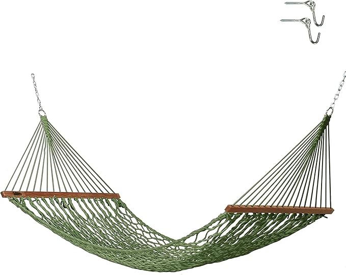 Hatteras Hammocks Small Meadow DuraCord Rope Hammock – 11 ft. x 45 in., 450 lb Capacity, Cumaru Spreader Bar, Zinc-Plated Hardware, Handcrafted in The USA
