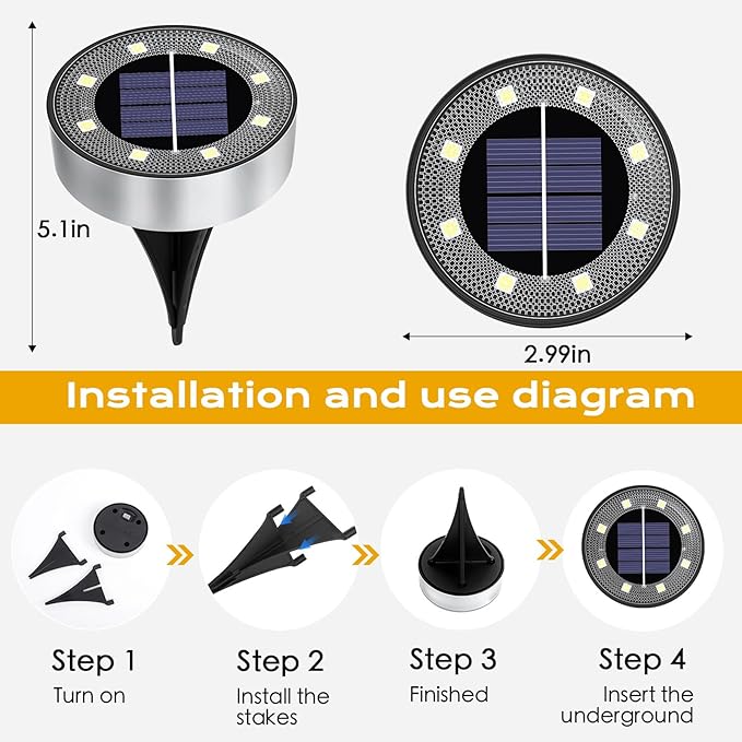 OULONGER Solar Lights Outdoor 16 Pack, Solar Garden Outdoor Waterproof Pathway Lights Bright In-Ground Lighting Decor for Lawn, Patio, Yard, Driveway, Step and Walkway Warm Lights