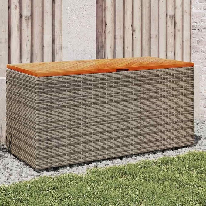 Garden Storage Box Grey and Brown,Modern Garden Storage Box with Seating, Weatherproof & StylishOutdoorFurnitureforGardenandTerrace, UpTo2People Storage Boxes