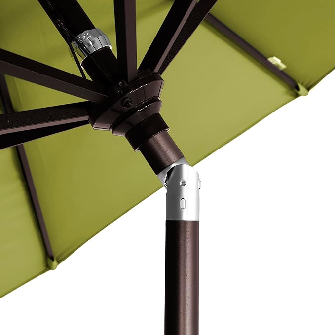 California Umbrella 5-Year-Non-Fading, 9Ft Premium Patio Umbrella, Hand-Crank, Button-Tilt, Bronze Frame, Solution Dyed Kiwi Fabric