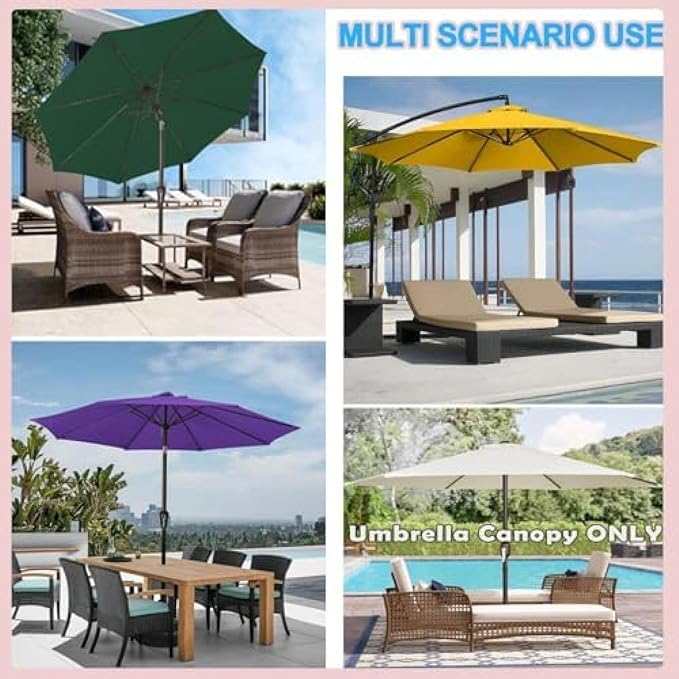 Patio Umbrella Replacement Canopy, 8 Arm Umbrella Replacement Cover, 6.5/7.5/8.2/9/10/11.5/13 Feet, Suitable For Patio