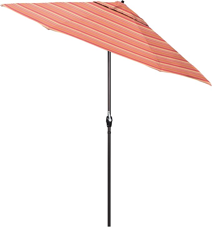 California Umbrella 7.5' Round Sunbrella Aluminum Outdoor Deck, Pool or Patio Umbrella, Crank Lift, Auto Tilt, Bronze Pole, Dolce Mange