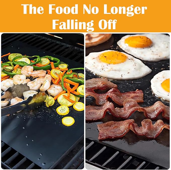 Grill Mats for Outdoor Grill, Dailyart Grill Mats Non Stick Set of 5 BBQ Grill Mat Baking Mats Teflon BBQ Grilling Accessories Reusable,Works on Gas, Charcoal, Electric Grill 15.75 x 13-Inch, Black